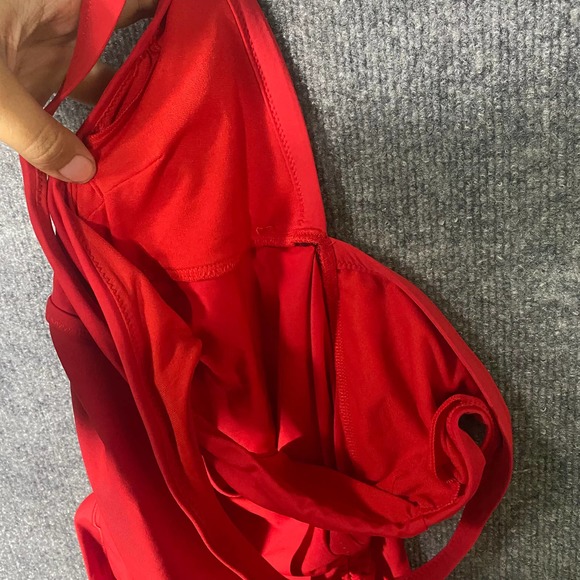 Athleta Tankini Top XS Radiant Red Side Scrunch V-Neck Athletic Swim - Picture 7 of 9